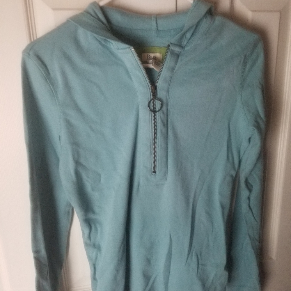 Bass Light Powder Pastel Blue Quarter Zip Sweatshirt Pullover Hoodie Size S